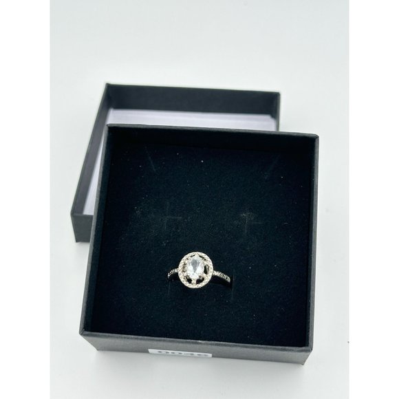 Lovely Floating Halo Oval Aquamarine Gemstone Ring with Diamond Accent - .925 - Picture 6 of 8